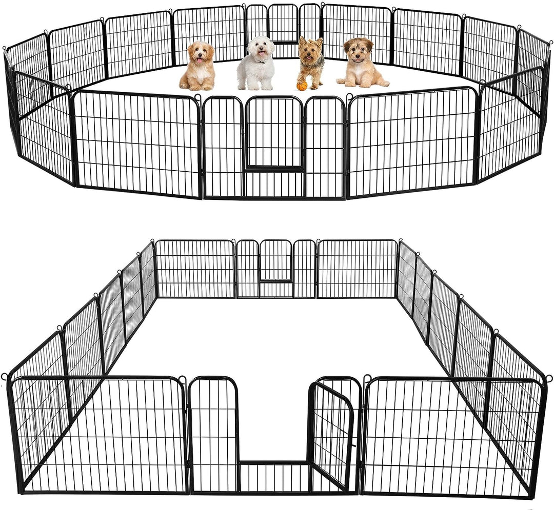 Yaheetech Welpenlaufstall Freigehege Welpenzaun Gehege Laufstall mit 2 Türen, aus 16 Panelen je Pane