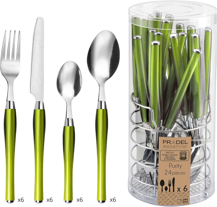 Amefa 222GSZW00C40 Besteckset Purity 24-teilig für 6 Personen Grün, Grün