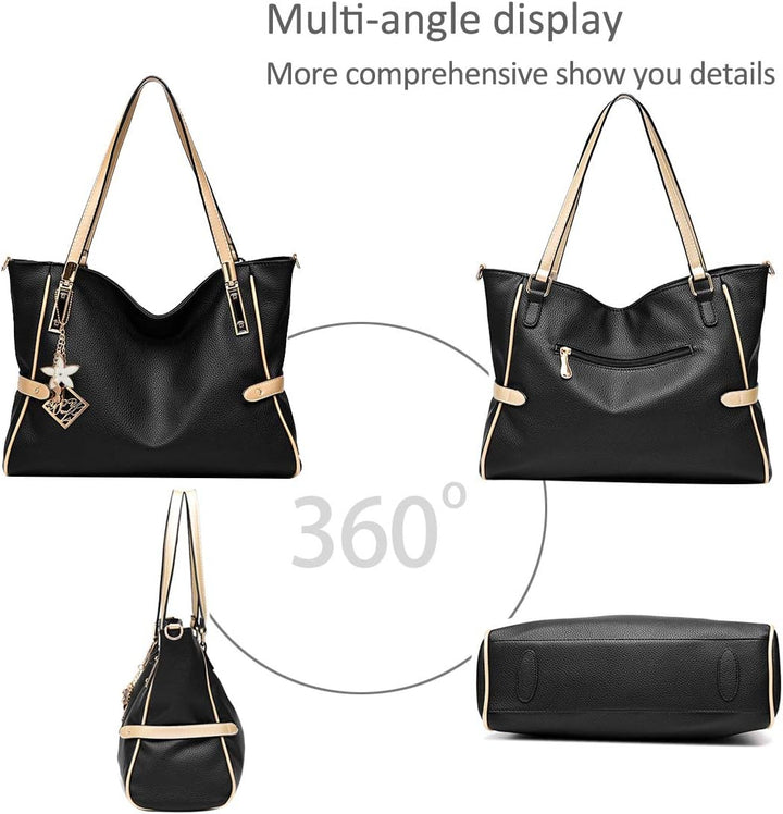 Nicole&Doris Neue Handtasche Damen Schultertasche Henkeltaschen für Frauen Tasche Messenger Bag Blac