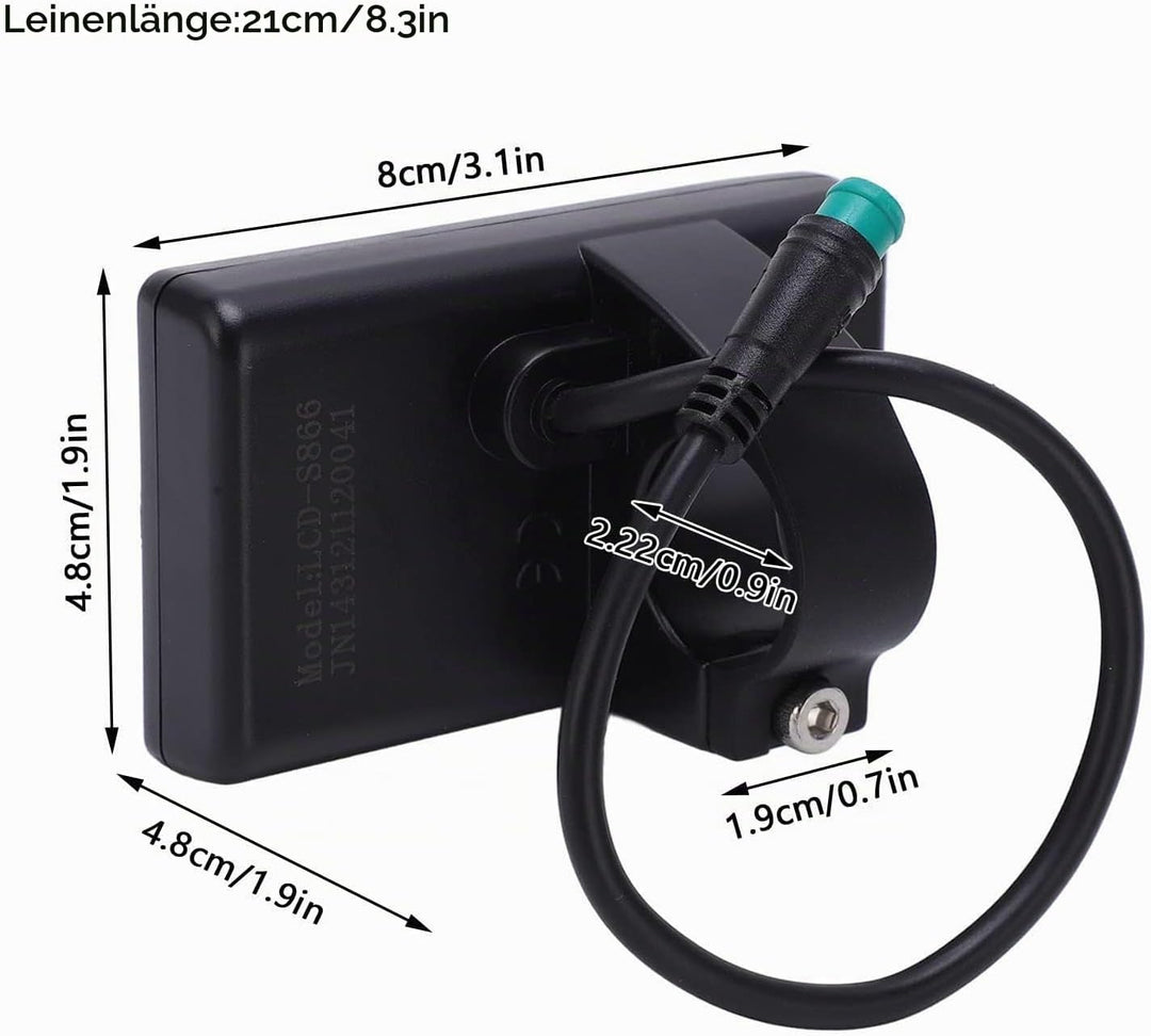S866 LCD Display, Fahrradcomputer Wasserdichtem Elektrofahrrad S866 Display Meter 24V 36V 48V Bedien