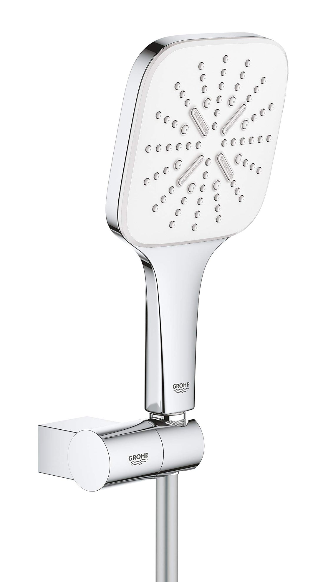 GROHE wassersparende CUBE Handbrause Duschkopf Set inkl. Wandhalter, Rainshower 130 SmartActive, Eco