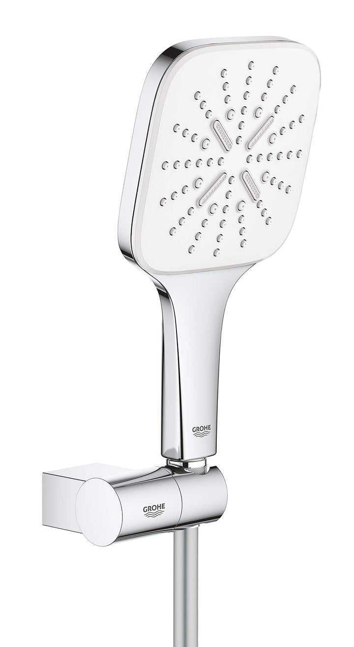 GROHE wassersparende CUBE Handbrause Duschkopf Set inkl. Wandhalter, Rainshower 130 SmartActive, Eco