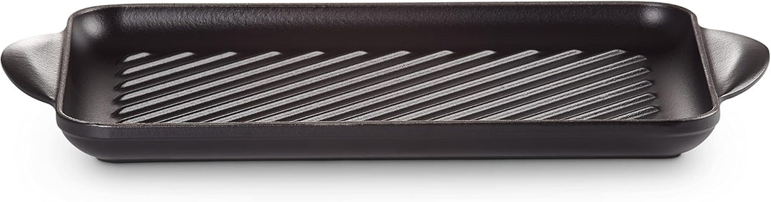 LE CREUSET Rechteckige Grillplatte aus Gusseisen, Für alle Herdarten inkl. Induktion geeignet, Schwa