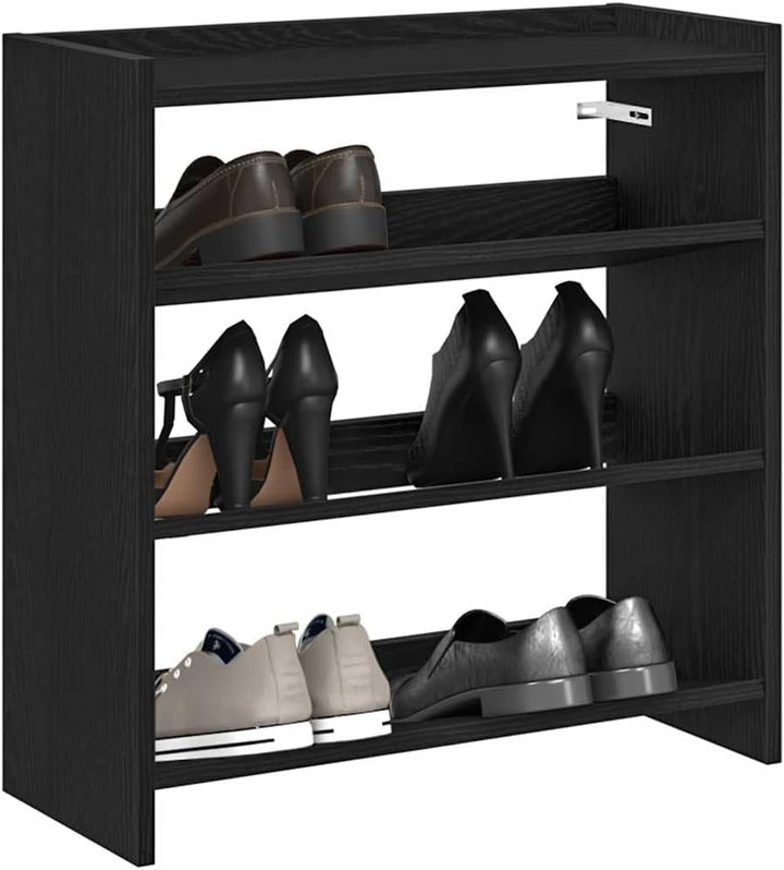 vidaXL Schuhregal Schwarz 60x25x62 cm Holzwerkstoff, Schuhschrank, Schuhaufbewahrung, Schuhe Organiz