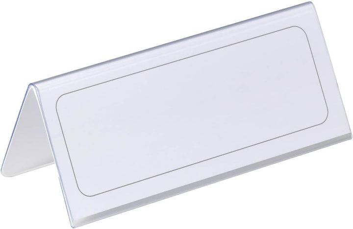 Durable Tischnamensschild 61/122 x 150 mm, transparent mit weisser Papiereinlage, 25 Stück, 805019,