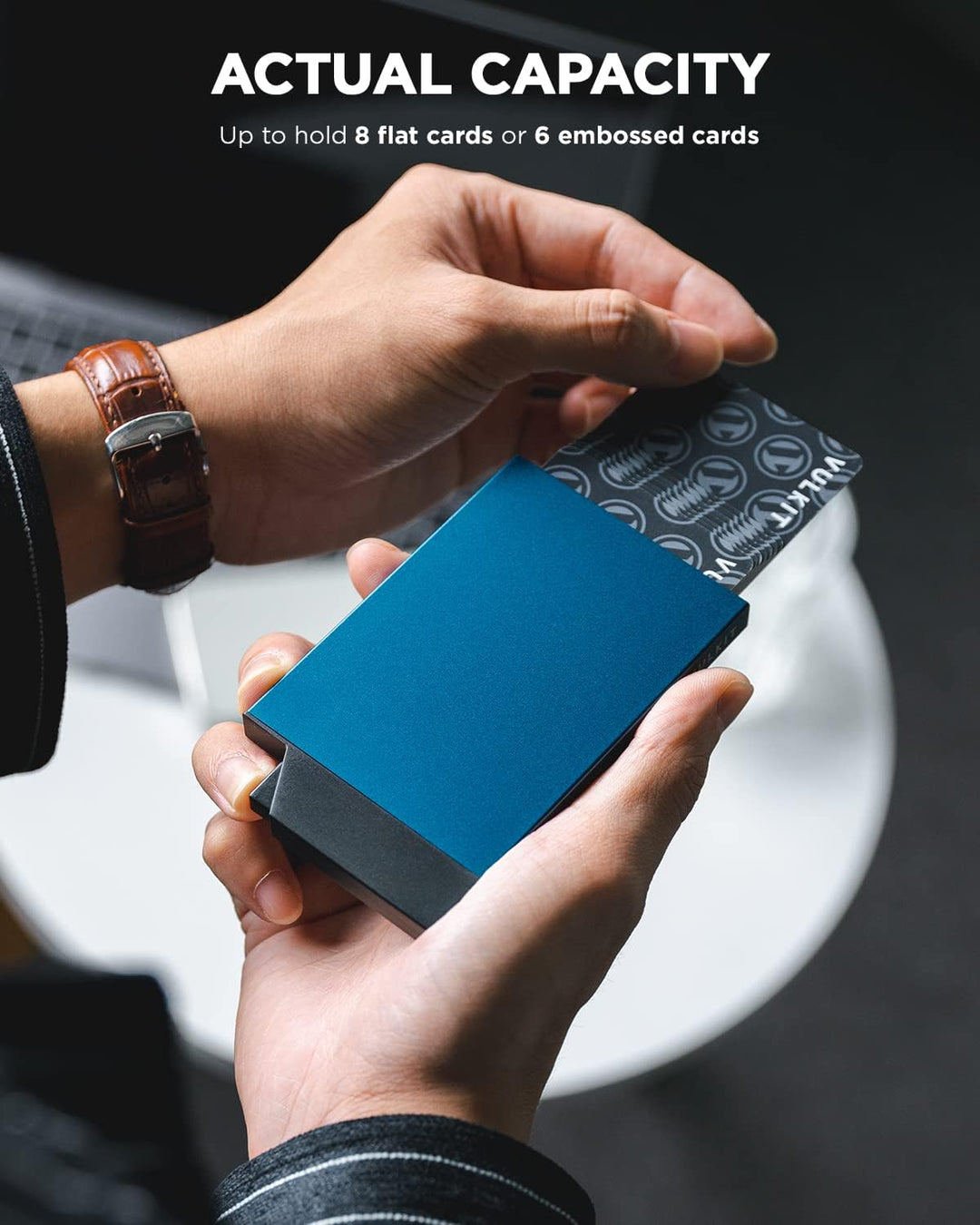 VULKIT Kartenetui Herren Metall Kreditkartenetui Damen RFID Schutz Slim Karten Etui Pop Up Geldbörse