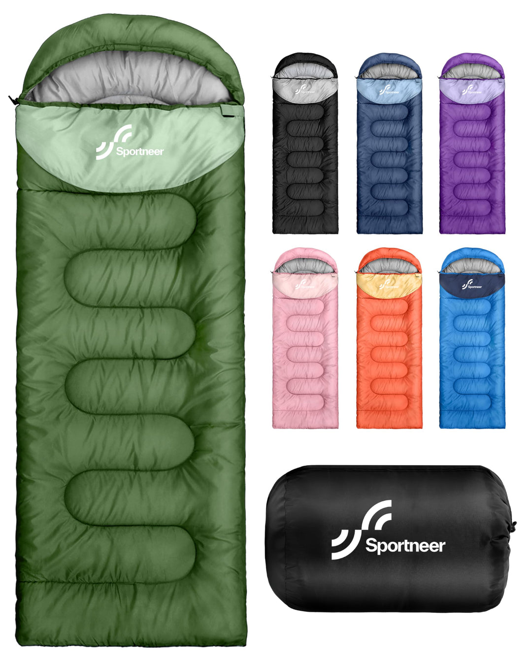 Sportneer Schlafsack Outdoor，Schlafsack 3-4 Jahreszeiten für Erwachsene &amp; Kinder – Warm, Leicht &amp; Tr