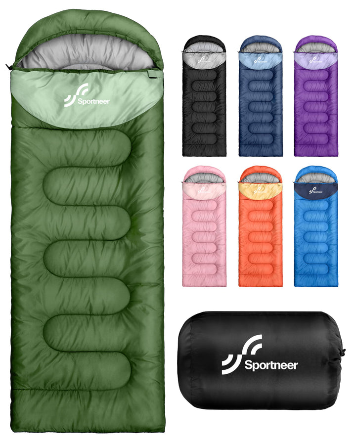 Sportneer Schlafsack Outdoor，Schlafsack 3-4 Jahreszeiten für Erwachsene &amp; Kinder – Warm, Leicht &amp; Tr