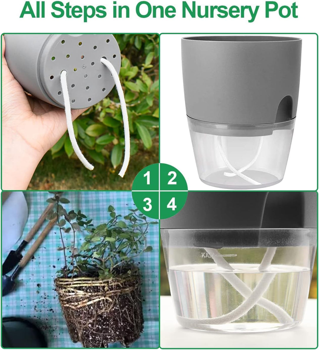 iDattel Kräutertopf Küche Set Fensterbank selbstbewässernd-3er Set Kräutergarten für die Küche,18.2X