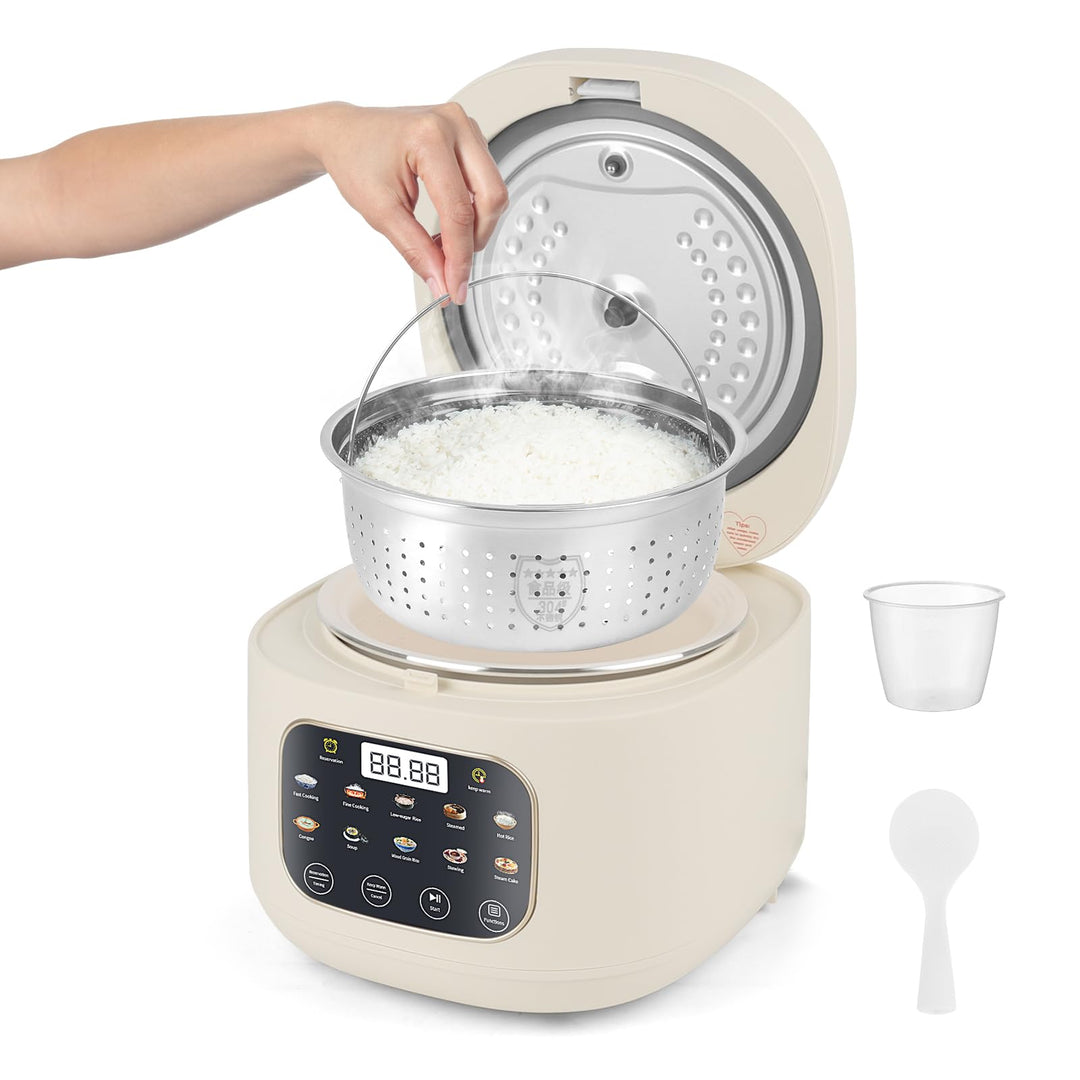 Reiskocher 3L, Multikocher mit 10 Programme für 3-5 Personen, Multifunktionaler Reiskocher mit Low S