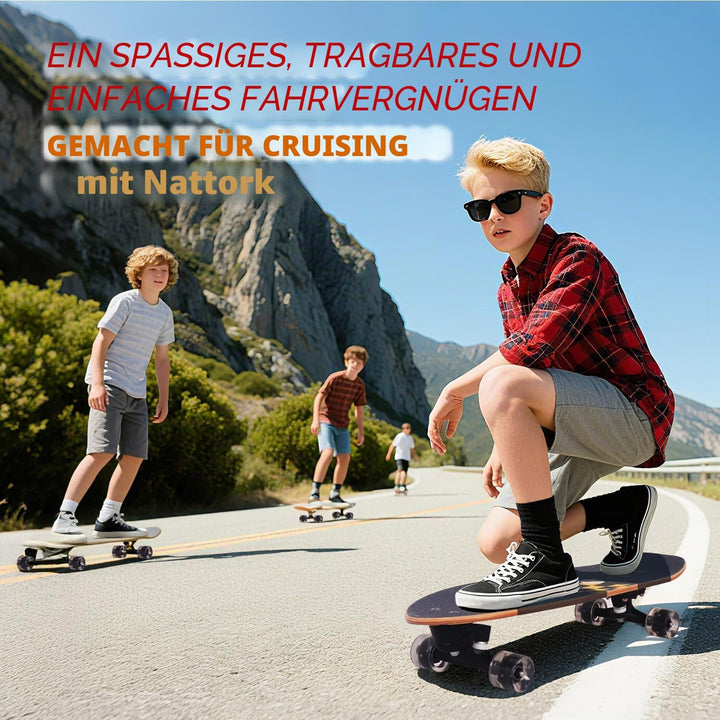 Nattork Complete Skateboards 29" x 8" Kids Skateboard Cruiser Skateboards for Beginners Double Kick