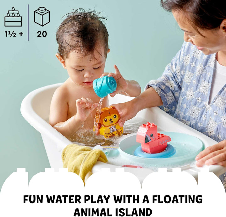 LEGO 10966 DUPLO Badewannenspass: Schwimmende Tierinsel, Badespielzeug für Babys und Kleinkinder von