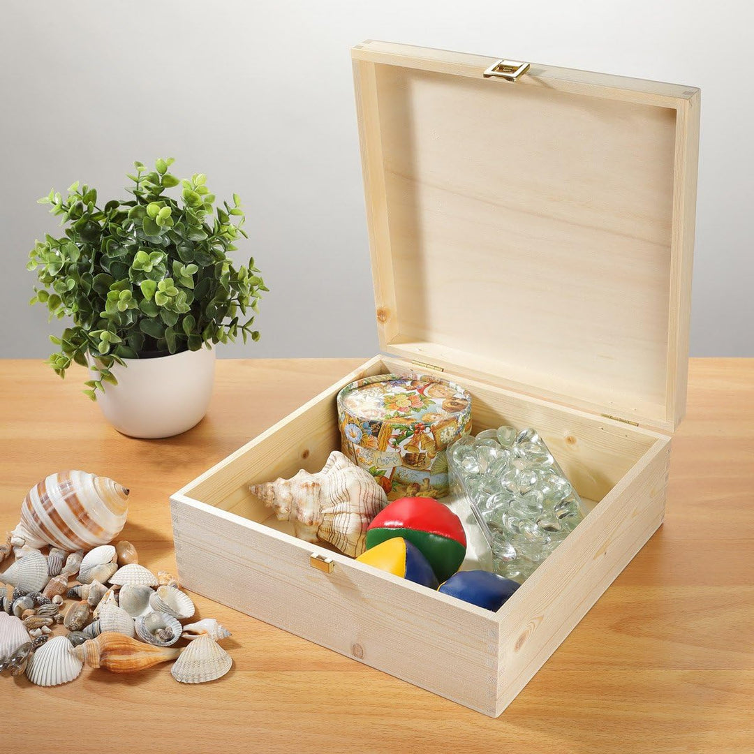polar-effekt Aufbewahrungsbox Gravur - Grosse Holzkiste mit Deckel Natur 27x27cm – Geschenk für Jung