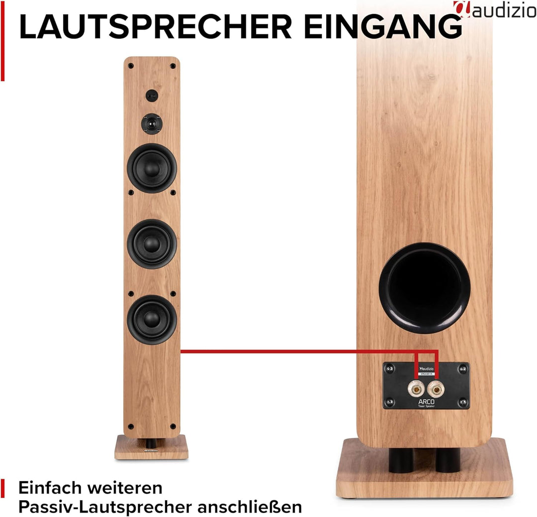 Audizio Arco - Standlautsprecher Aktiv, Bluetooth 5.4 & DAB Radio, 160 Watt HiFi Lautsprecher Musika