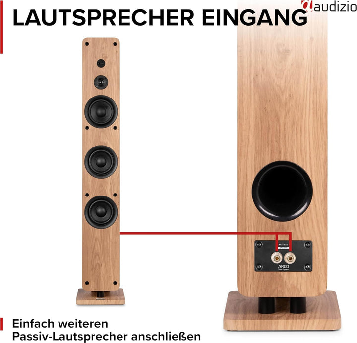 Audizio Arco - Standlautsprecher Aktiv, Bluetooth 5.4 & DAB Radio, 160 Watt HiFi Lautsprecher Musika