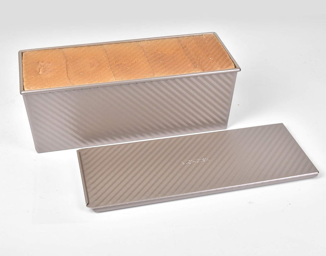Monfish Brotbackformen Toast Brot Backform Pullman Laib Pfanne Brot Laib Dose mit verschiebbarem Dec