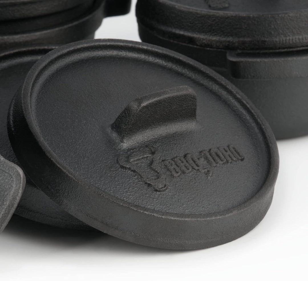 BBQ-Toro Mini Dutch Oven Set (6 Stück) I Ø 11 cm I bereits eingebrannt - preseasoned I Gusseisen Ser