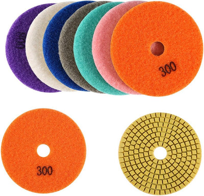 8pcs 100mm Diamant Polieren Pads Disc Granit Marmor 50/100/300/800/1500/2000/3000 (7 Schleifscheiben