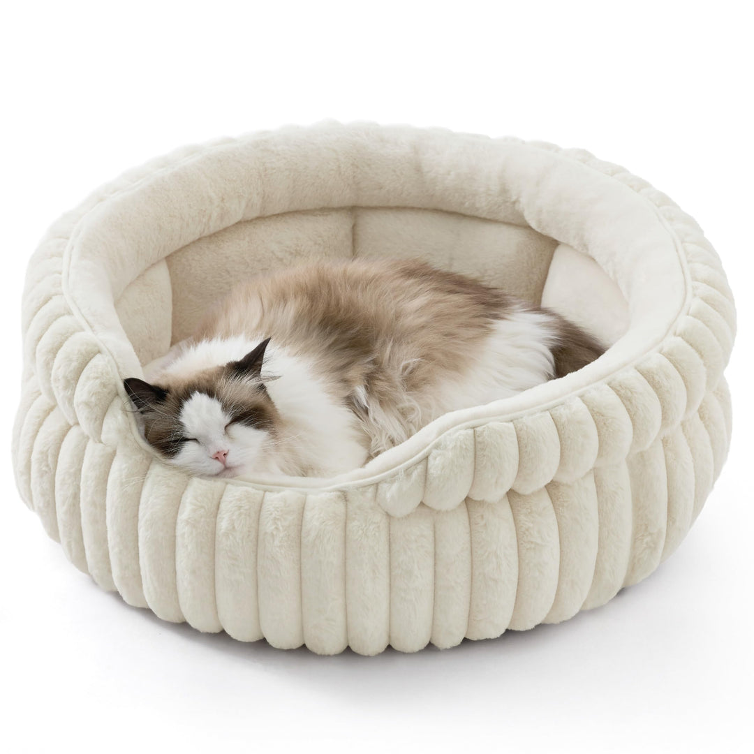 BEDSURE Flauschiges Katzenbett für Wohnungskatzen - 58 x 58 cm kleines rundes Katzenbett, waschbares