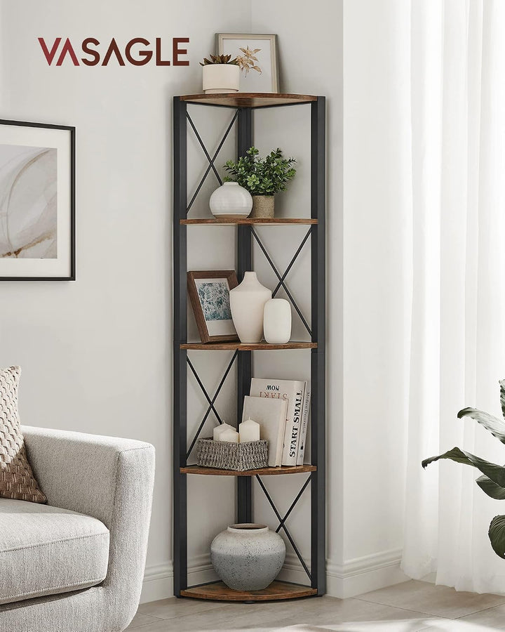 VASAGLE Eckregal mit 5 Ebenen, Bücherregal, 160 cm hoch
