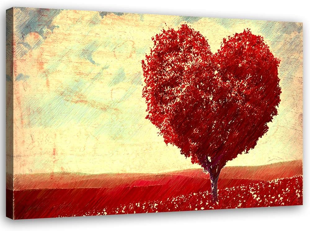 Feeby Bild auf Leinwand Herz Kunstdruck modern abstrakt Rot 80x60 cm M14319 80x60 cm, M14319 80x60 c