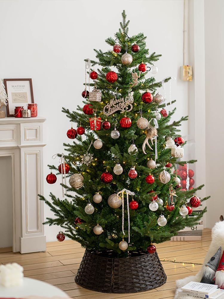 Weihnachtsbaum-Kragen-Rock, Nordische Retro-Dekoration-Basis, Rattan-Wicker-Xmas-Baum-Kragen-Korb-Ri