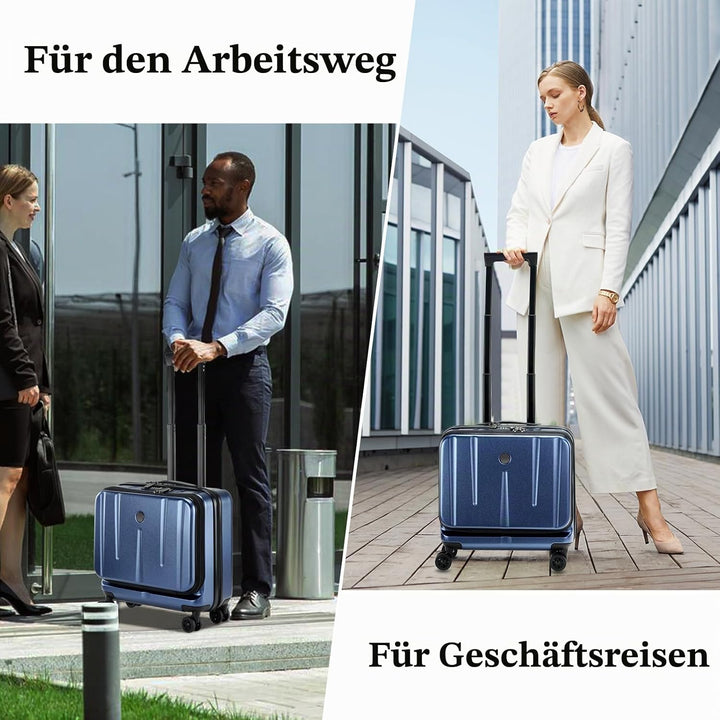 Kaleenie 16" Handgepäck-Aktenkoffer mit 2 Laptopfächern, Leichter Hartschalenkoffer mit leisen Spinn
