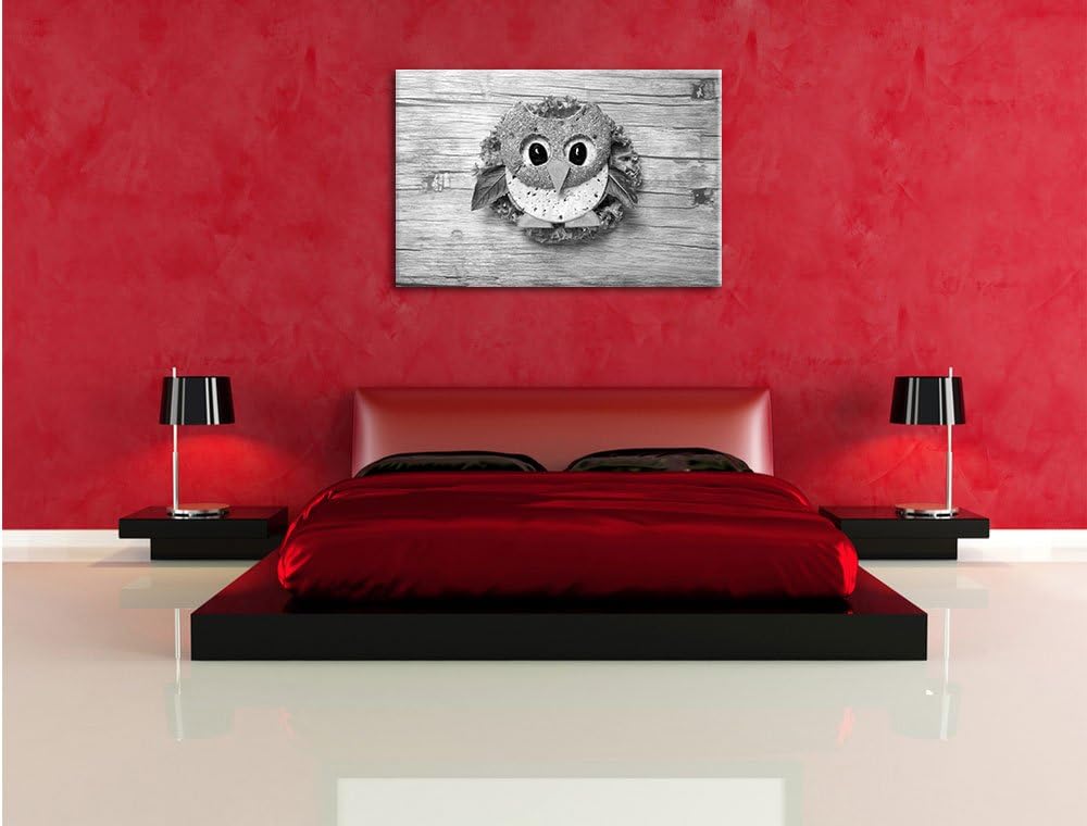 Pixxprint Eulen Sandwich als Leinwandbild | Grösse: 100x70 | Wandbild| Kunstdruck | fertig bespannt,