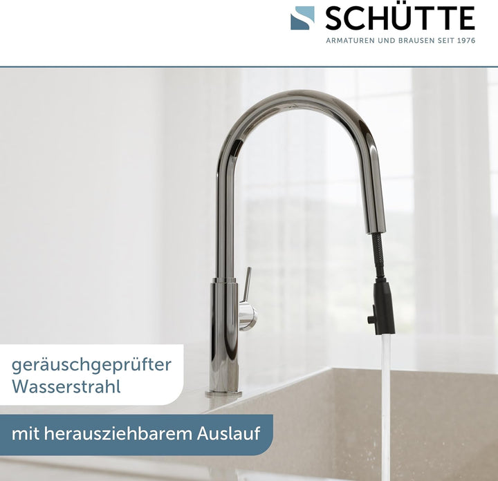 SCHÜTTE 79516 Blackpool Küchenarmatur mit ausziehbarer Geschirrbrause | 360 Grad Wasserhahn für die