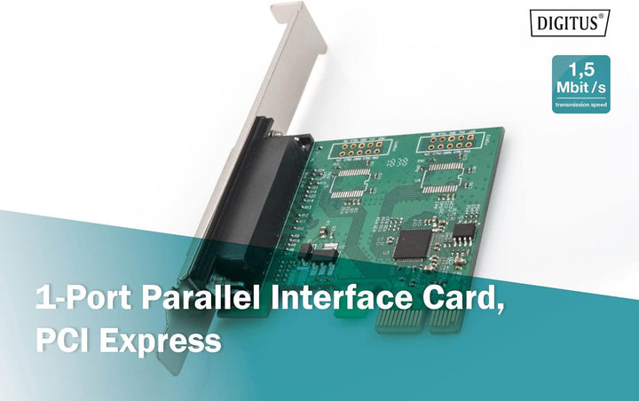 DIGITUS IO-Karte - PCIe - Parallele Schnittstellen-Karte - 1-Port DSUB-25 - Chipsatz AX99100 IO-Kart