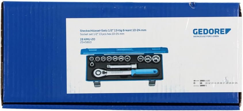 GEDORE 19 KMU-20 Steckschlüssel-Satz 12" 13-TLG 6-Kant 10-24 mm, teilig 13-teilig, 13-teilig