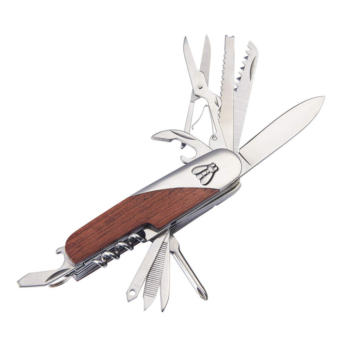 LAGUIOLE - Multifunktionsmesser - Palisandergriff - 11 Funktionen - Mit Ledertasche - - braun