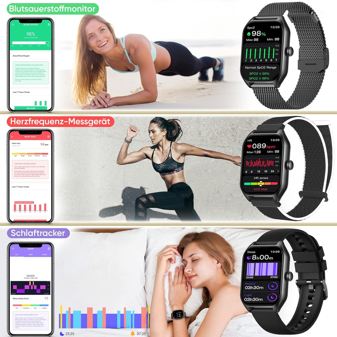 Dachma Uhr Damen Smartwatch telefonfunktion - Android smartwatch Damen mit Whatsapp Funktion 1.85" s