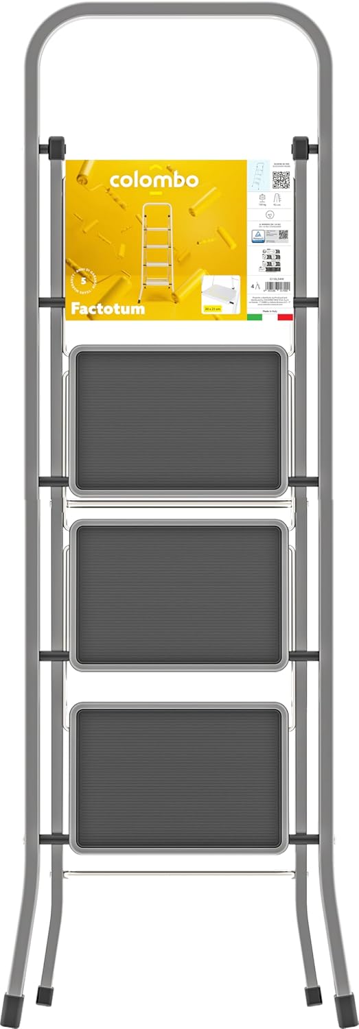 COLOMBO Hocker aus Aluminium mit 4 Stufen 4 gradini Silber, 4 gradini Silber