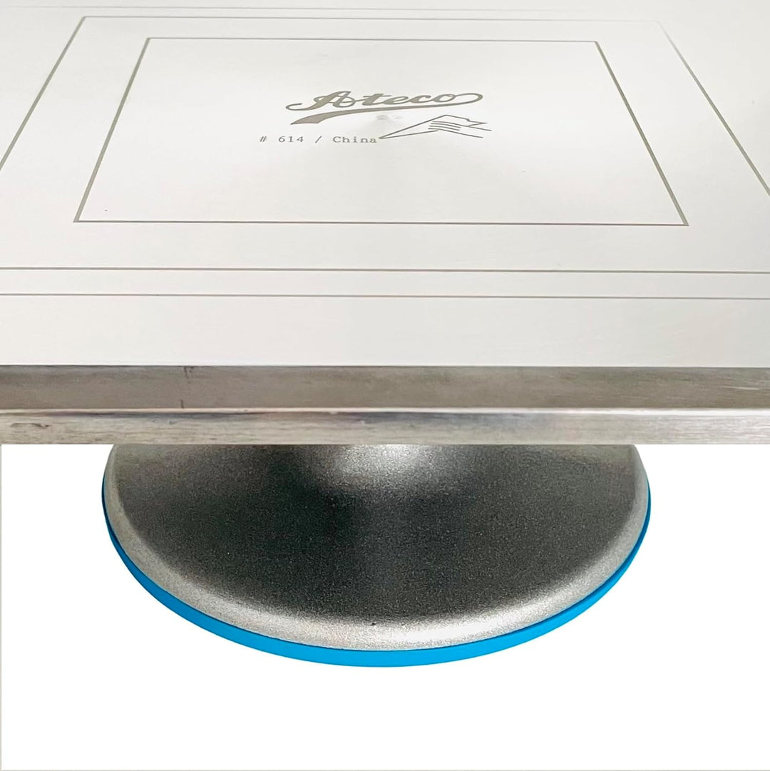 Ateco Drehbarer Kuchendekorationsständer, 614 rechteckig, Aluminiumsockel, Weiss #614 Rectangle, Alu
