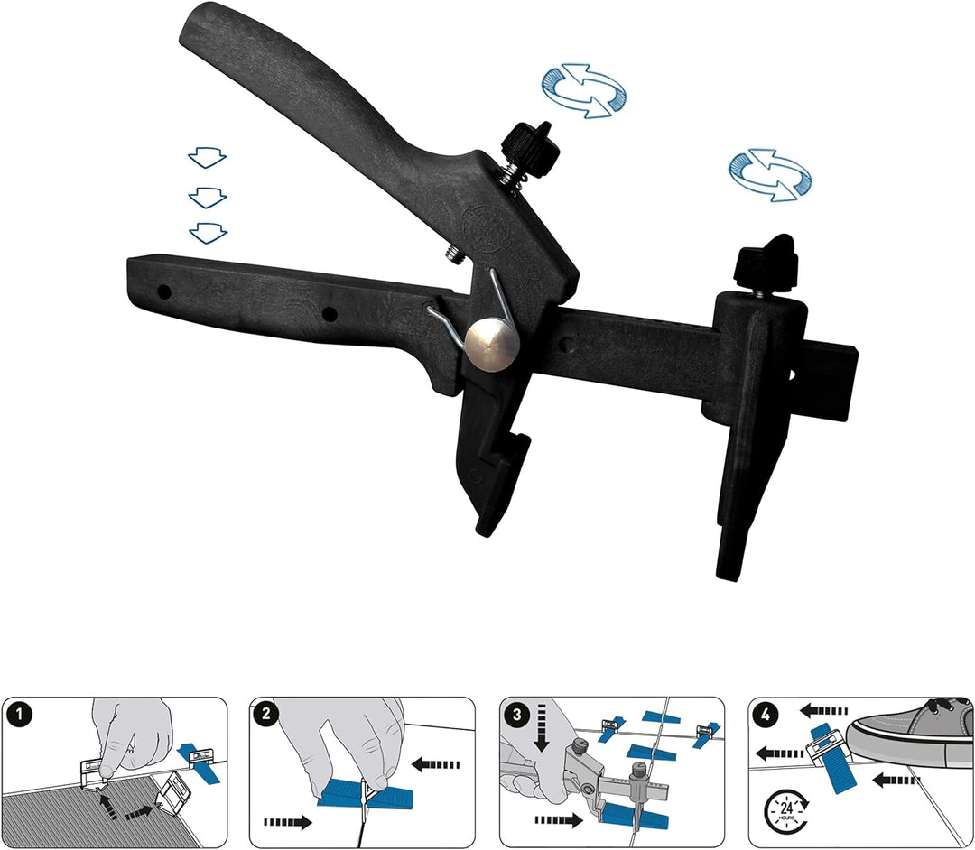 Lantelme Fliesen Nivelliersystem Kit Set mit 100x Zuglaschen 50x Keile 1x Zange Fliesen Verlegehilfe