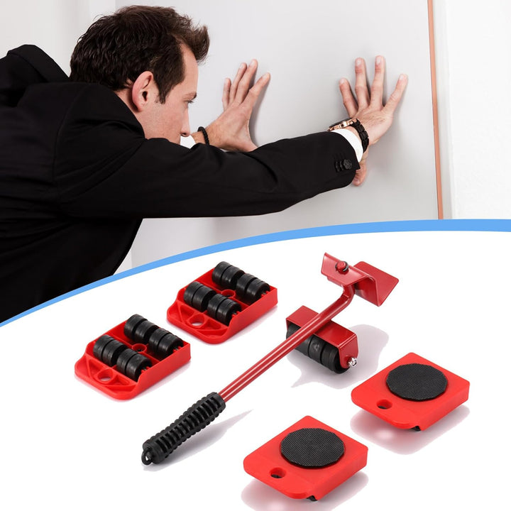 Möbel-Transportroller-Set 5-teilig Möbel-Gleitroller 4 Möbelroller & 1 Lastenheber Anti-Rutsch-Besch