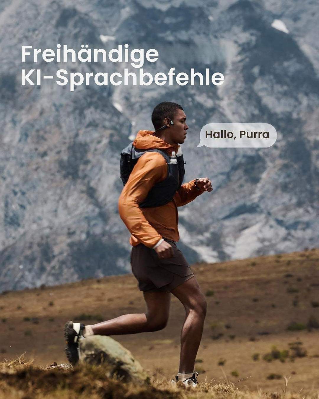 mojawa Purra Run Knochenschall-Sportkopfhörer, Open-Ear, IP67 wasserdicht, ENC-KI-Mikrofon, Sprachst