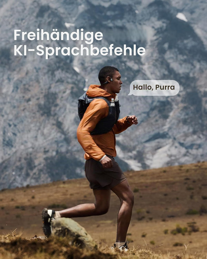 mojawa Purra Run Knochenschall-Sportkopfhörer, Open-Ear, IP67 wasserdicht, ENC-KI-Mikrofon, Sprachst