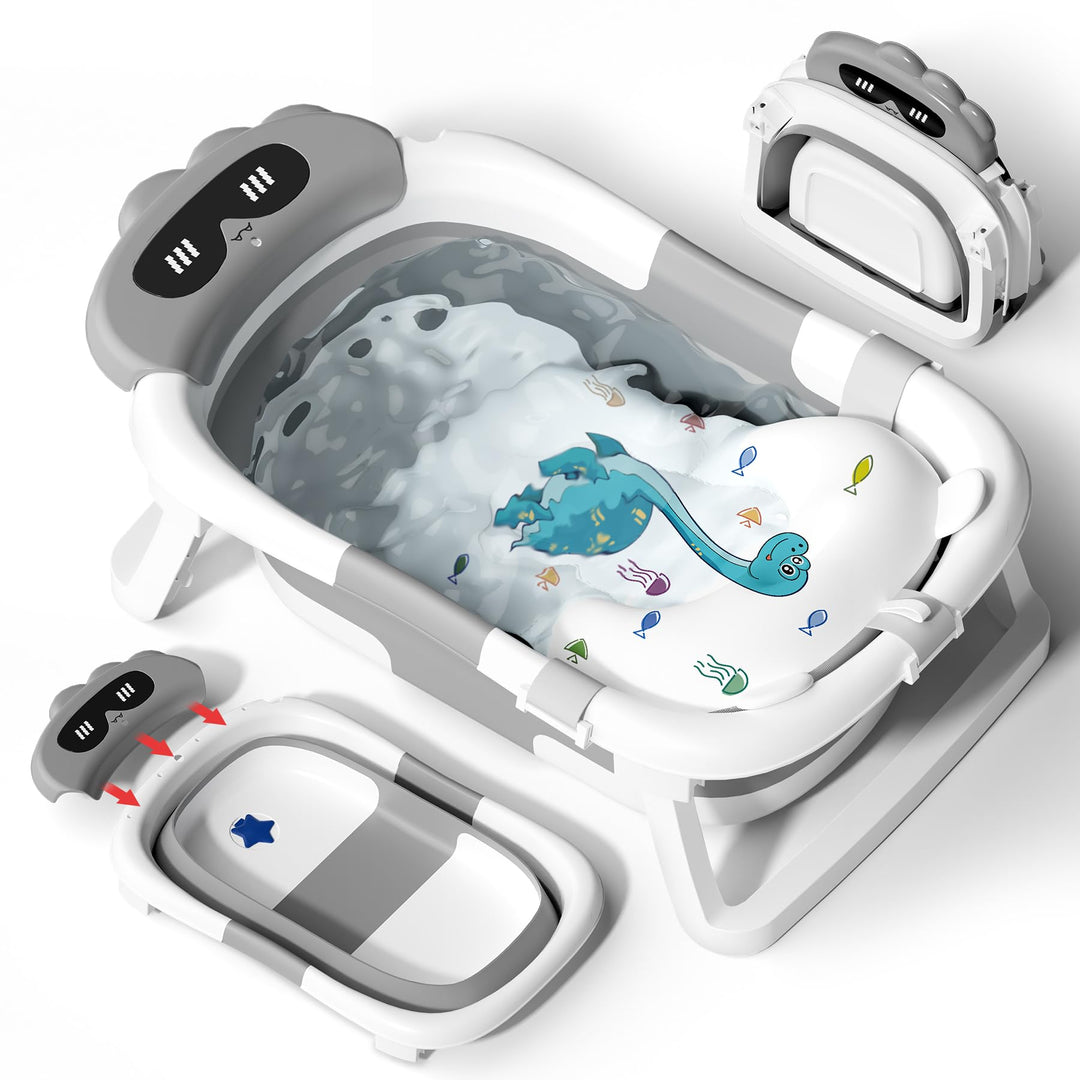 COOSEYA Baby Badewanne für 0-18 Monate, Faltbare Babywanne mit Babybadewanne Stützkissen, Portable B