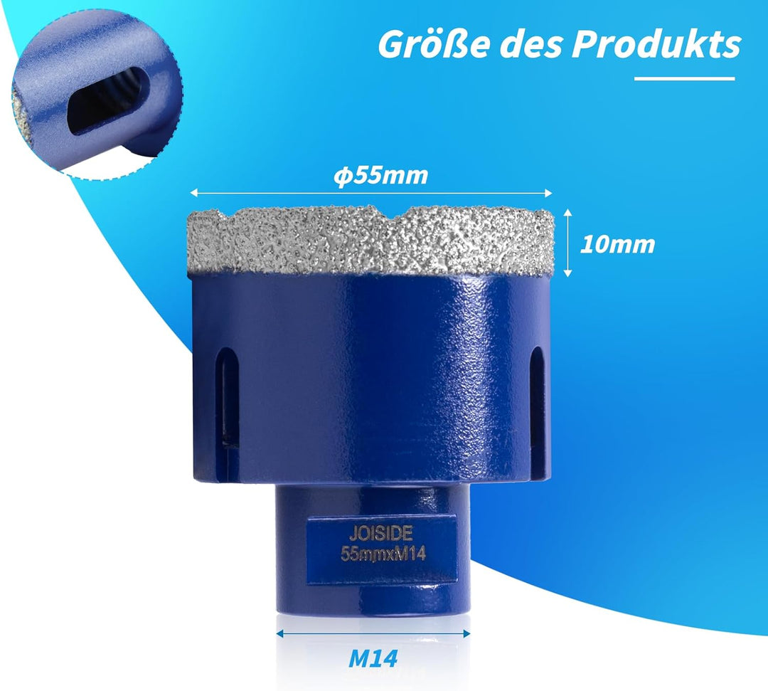 Fliesenbohrer 55mm x M14 Diamantbohrer Glasbohrer Fliesen Diamant Feinsteinzeug Bohrer für Keramik G