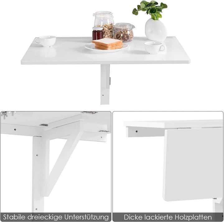 RELAX4LIFE Wandtisch klappbar, platzsparender Esstisch, Schreibtisch für Esszimmer &amp; Studierzimmer,