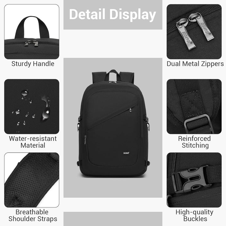 KONO Rucksack Herren, Leicht Laptop Rucksack 17,3 Zoll Anti-Diebstahl mit USB-Ladeanschluss, Schulru