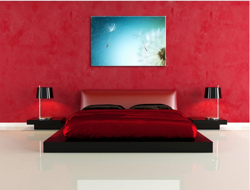 Pixxprint Löwenzahn Pusteblume als Leinwandbild/Grösse: 100x70 cm/Wandbild/Kunstdruck/fertig bespann