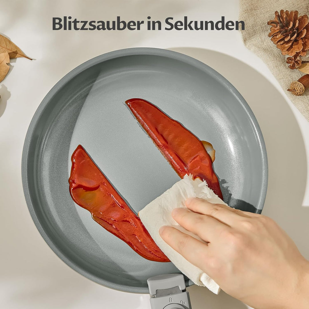 Pfanne Induktion 20, 24, 28 cm, Bratpfanne mit Antihaft-Keramikbeschichtung, Molekular gebondeter In