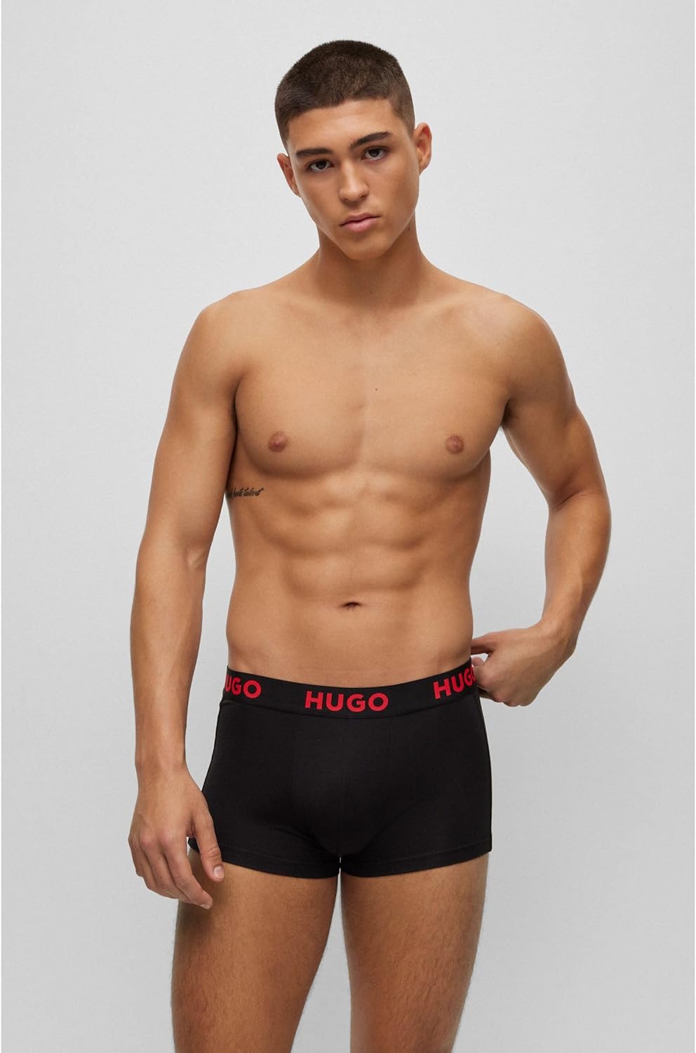 HUGO Herren Trunk Triplet Nebula Dreier-Pack eng anliegende Boxershorts aus Stretch-Jersey mit Logos