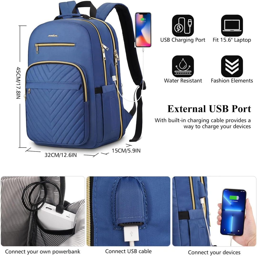YAMTION Rucksack Damen,Schulrucksack Mädchen Teenager Schultasche Frauen 15.6 Zoll Laptop Rucksack m