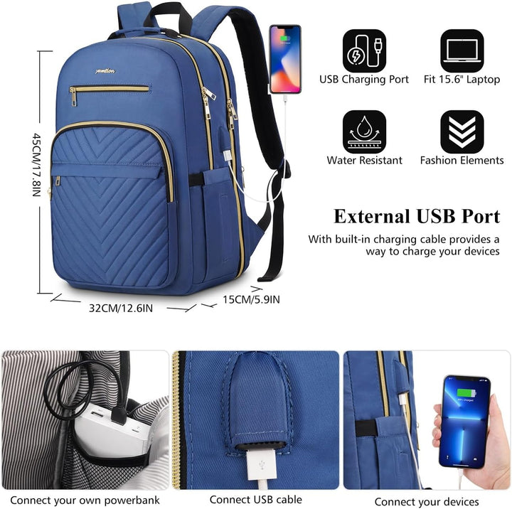 YAMTION Rucksack Damen,Schulrucksack Mädchen Teenager Schultasche Frauen 15.6 Zoll Laptop Rucksack m