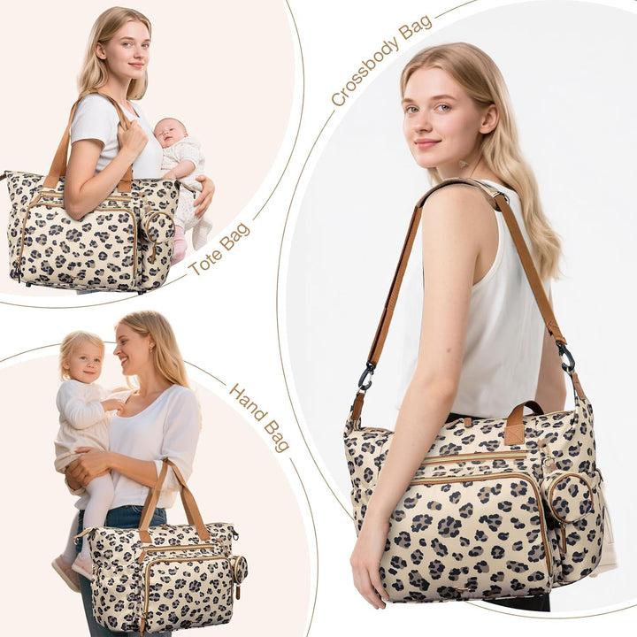 Wickeltasche mit Schnullertasche und Wickelunterlage, Wickelrucksack Multifunktions-Babytasche für G