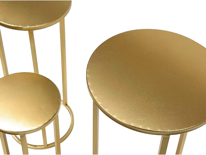 DanDiBo Blumenhocker Metall Gold Rund Blumenständer Beistelltisch 96510 3er Set Blumensäule Modern P